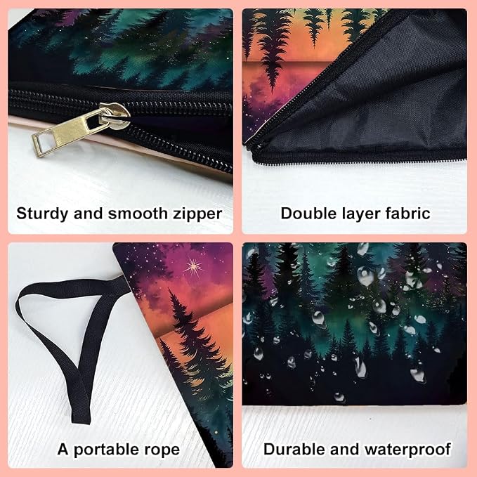 Book Sleeve with Zipper 13.4x9.45 inches(34x24cm) Watercolor Forset Book Covers for Paperbacks Bookish Book Protectors for Students Teachers (1Pc