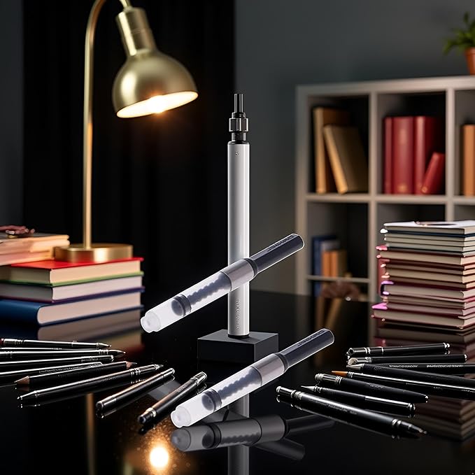 2Pcs Black Universal Fountain Pen Ink Converter Standard Push Piston Fill InkAbsorber Resistant and Deft Writing and Correction Supplies Pens and Refills