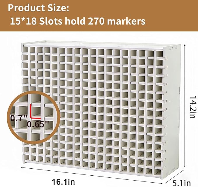 Marker Organizer, 270 Slots Marker Holder Organizer Marker Storage with Divider Art Marker Rack for Pencils Art Brushes Pens Colored Adjustable Pencil Holders for Desk Organizer