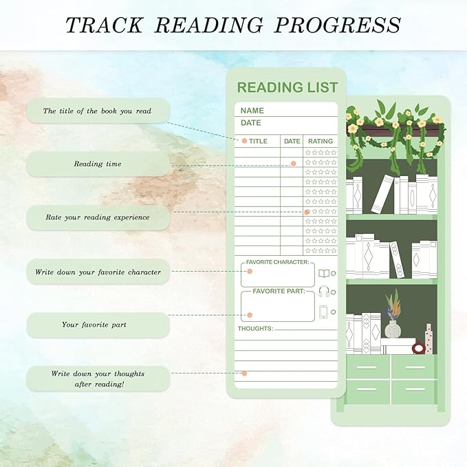 120pcs Reading List Bookmarks with Tassels, 2.56 x 7.09in Book Tracker Bookmarks, Double-Sided Bookshelf Bookmarks Bulk, Back-to-School Supplies, Gifts for Book Lovers, Women, Students, Teachers