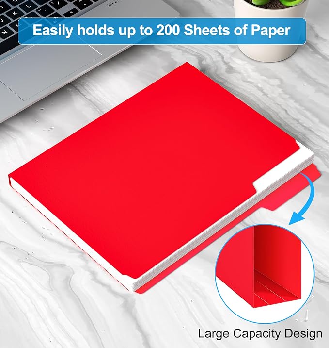 HABGP 18 Pack Manilla Folders 8.5 x 11 Inch, 1/3-Cut Tab Colored File Folders Letter Size, Paper File Folders, Manila Folders Home Office School Supplies for Documents Files, 6 Assorted Colors
