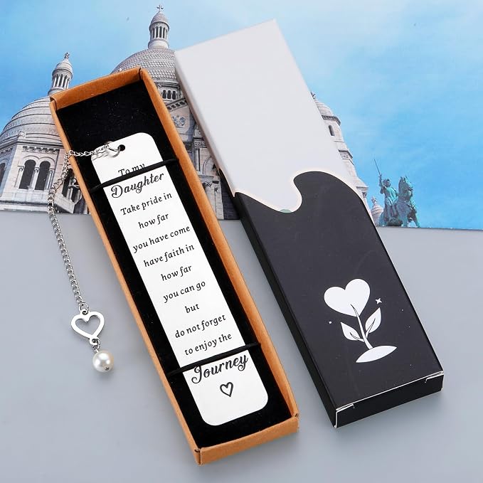 Enbloceclat Daughter Gift from Mom Inspirational Back to School Off to College Bookmark Gift for Teen Girls Kids Birthday Keepsake for Women Stepdaughter Graduation Gifts for Daughter Book Lover