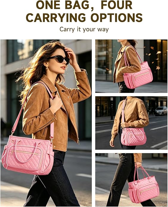 Bible Bag with Bible Cover Case for Women, Large Quilted Bible Tote Bag with Shoulder Strap