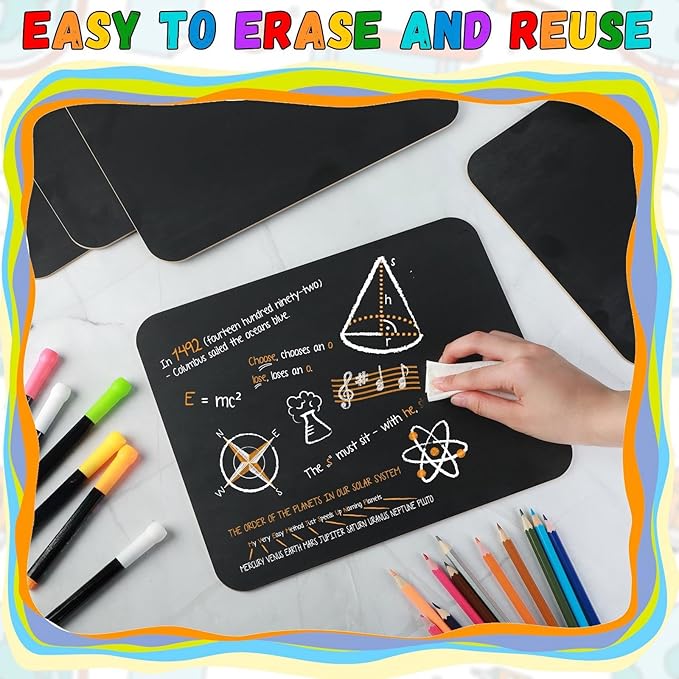 20 Pcs Chalk Board for Kids Bulk 9.5" x 12" Double-Sided Wooden Frameless Chalkboard Sign Blackboard for Kids Student School Classroom Home Office Restaurant Birthday Party Favors