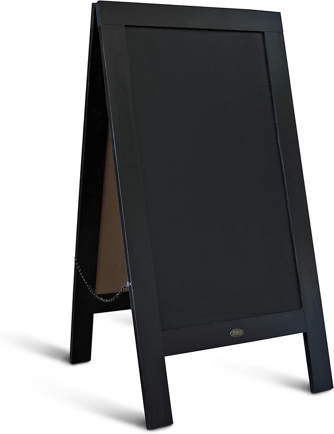 A Frame Chalkboard by HBCY Creations: 40x20 Solid Wood A-Frame Sign Black Double-Sided Magnetic Board, Chalkboard Menu Board, for Restaurants, Cafés, Weddings - Heavy Duty Hinges