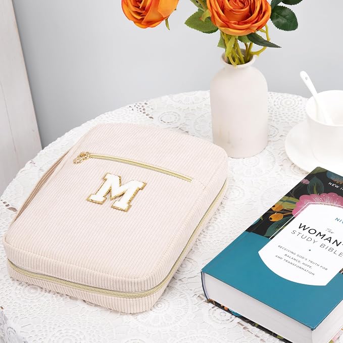 Bible Cover for Women, Initial Personalized Bible Gift - Bible Case for Men - Bible Holder - Bible Bag - Bible Carrier - Bible Carrying Case with Pockets for Bible Study Suppliers, Bible Accessories