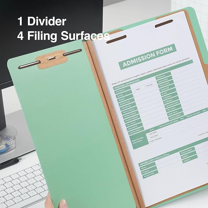Staples Colored Pressboard Classification Folder, Legal Size, 1 Partition, Green, Durable Construction, 20/Pack