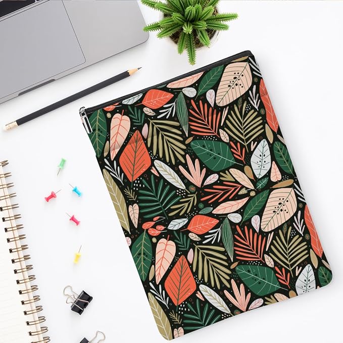 Book Sleeve Book Protector Book Pouch Book Lovers Gifts Bookish Gifts Book Cover with Zipper for Hardcover Paperback Washable Leaves Printed Gift Bag for Women Mom Grandma Birthday, BookCover