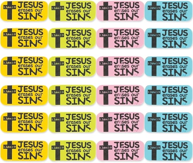 Jesus Erases Our Sins Erasers - 24 Pieces - Church Stationery, Sunday School and Easter Supplies