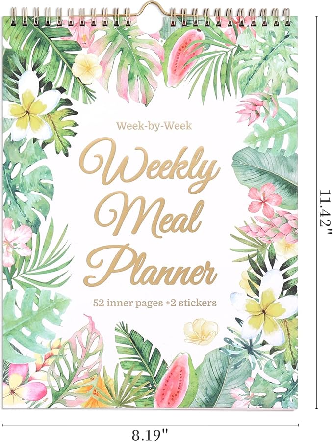 52-Week Meal Planner Notebook with Stickers – All-in-One Weekly Food Planner for a Whole Year, Includes Grocery Shopping Lists & Weekly Meal Plan Organizer for Healthy Eating, Meal Prep & Budgeting
