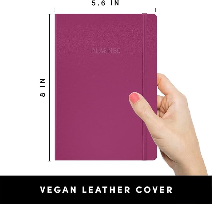 PAPERAGE Undated Weekly & Monthly Hardcover Planner (Raspberry), 5.6 in x 8 in, Includes Lined Note Pages & 2 Sticker Sheets
