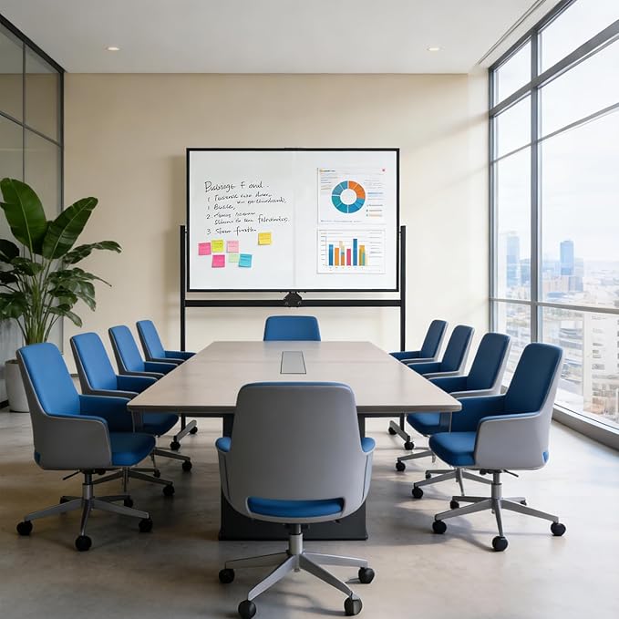 BIBOC Rolling Stand White Board 32×48 Inches, Double Sided Mobile Dry Erase Board with Aluminum Frame, 360° Rotating Dry Erase Whiteboard for Home Office Classroom (WHITEBOARD, 32×48 inches)