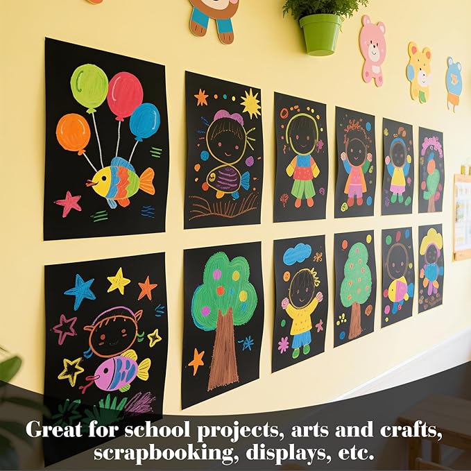 10 Pcs Black Poster Board 11.7 x 16.5 Poster Paper, ROOKEA Vision Boards Posterboard Bulk for School Projects Classroom Arts Craft Presentations Drawing Scrapbooking Blank Graphic Display