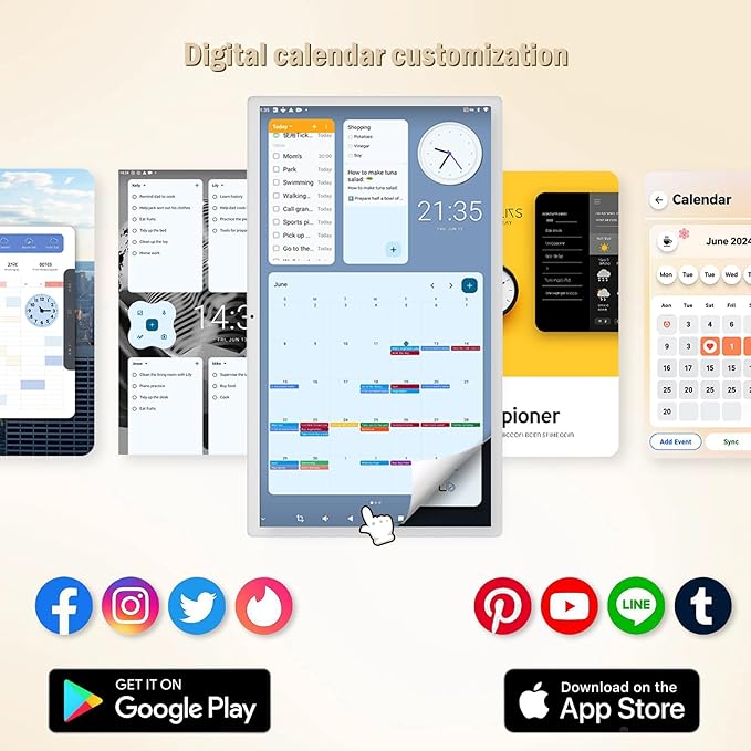 32 inch Digital Calendar,electronic digital wall touch screen smart calendar with Google Play Multi-calendar Sync for planner&personal organizers Wall/Desk Stand