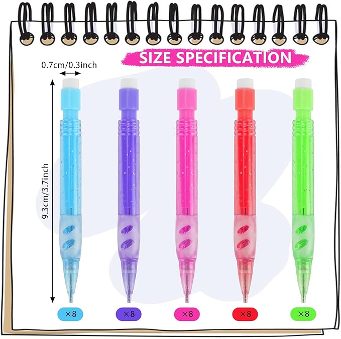 40 PCS Mini Mechanical Pencils Automatic Pencils 0.7mm with Erasers Mini Pencil Stationery Home Office School Supplies for Writing, Drawing, Sketching, Drafting