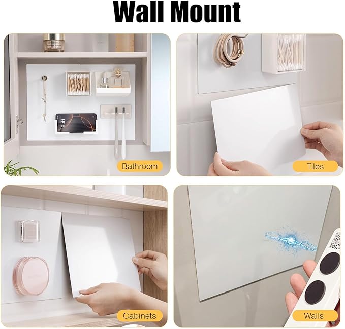 Whiteboard with Adhesive for Tile Wall,White Magnetic Receptive Sheet Metal Board,Small 8X8 Writing Board,8 Pack