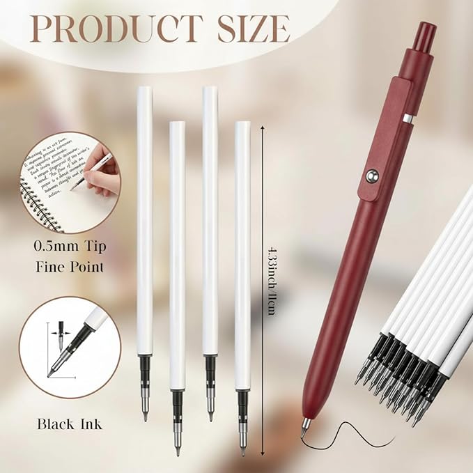 Epakh 20 Pack Gel Pens Refills Bulk 0.5mm Dual Ball Cs Tip for Click Pens Retractable Gel Pen Refills, Quick Dry Smooth for Writing Journaling Taking Notes School Office Home Supplies(Black Ink)
