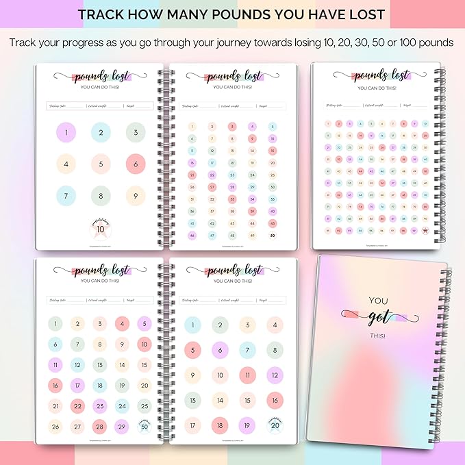 12 Month Weight Loss Journal | Pounds Lost & Body Measurements Tracker - A5 (Rainbow)