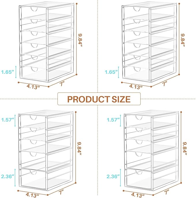 ARSTPEOE 22 Drawers, Acrylic Desk Makeup Organizer, Plastic Drawers Organizer, Stackable Storage Solution for Makeup, Dresser, Office, Bathroom Clear Plastic Craft and Bead Storage Cabinet