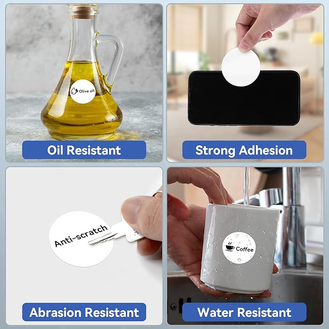 M110 Label 1.96" x 1.96" (50x50 mm), Compatible with Label Maker M110/ M100/ M220/ N20/ M120//M421/241BT/243BT, 140 Labels/Roll, Multi-Purpose Adhesive Circle Thermal Labels, Black on White