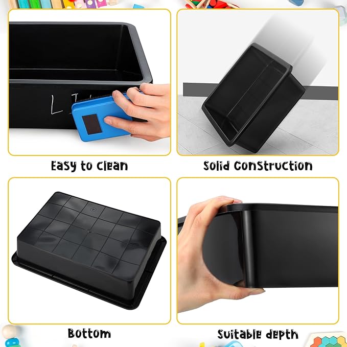 Hoteam 10 Pcs Flat Storage Organizer Tray Bin Paper Tray for Classroom Plastic Stackable File Organizer for School Office Teacher Book Organization(Black,13.78 x 9.84 x 3.15 Inch)