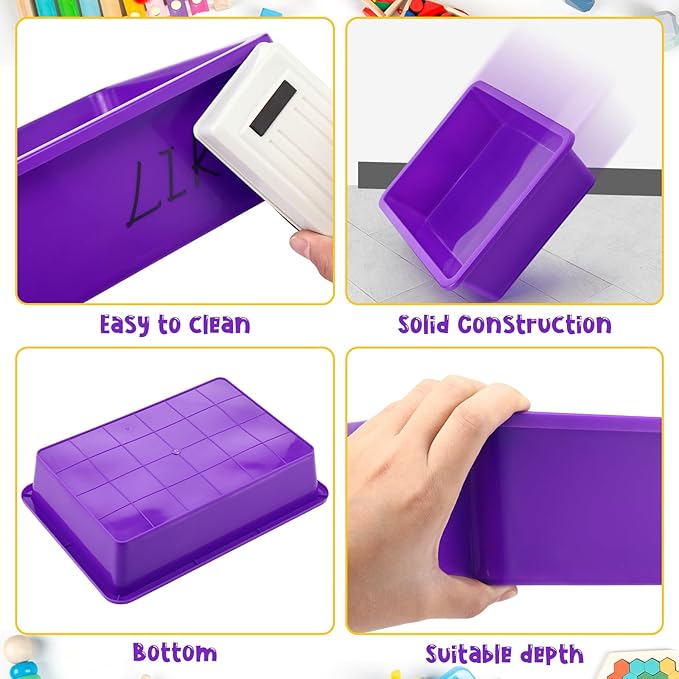 Hoteam 10 Pcs Flat Storage Organizer Tray Bin Paper Tray for Classroom Plastic Stackable File Organizer for School Office Teacher Book Organization(Simple Color,13.78 x 9.84 x 3.15 Inch)