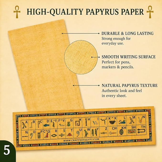 10 Egyptian Papyrus Paper Blank Bookmarks for Art Projects and Schools 7.2 x2.0 inch (5x18 cm) by CraftsOfEgypt
