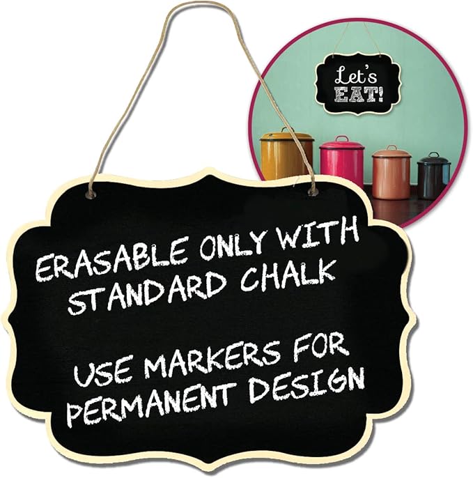 Chalkboard Sign Blank Slate Menu Board for Kitchen Hanging Chalkboard Blank Wood Sign Wooden Signs Blank Hanging Chalkboard Sign Rustic Chalkboard Slate Chalkboard Blank Wooden Sign (1 Pack)