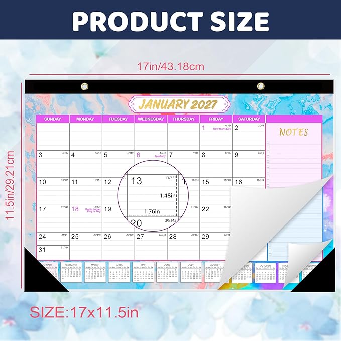 GuassLee Desk Calendar 2026-2027 - 19 Monthly Calendar from Jun. 2026 to Dec. 2027, 11.5"x17" Large Desktop Calendar with Thick Paper, Corner Protectors for Desk Home Office Easy Planning