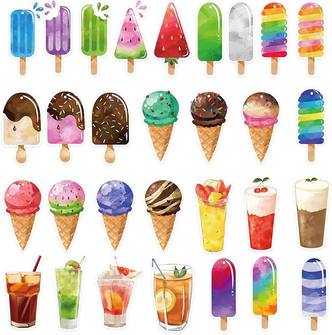 Ceiba Tree Summer Bookmarks with Ribbon Watercolor Double-Sided Ice Cream Cold Drink Theme Reading Bookmarks End of the Year Tags for Kids Students Back to School Graduation Classroom Supplies