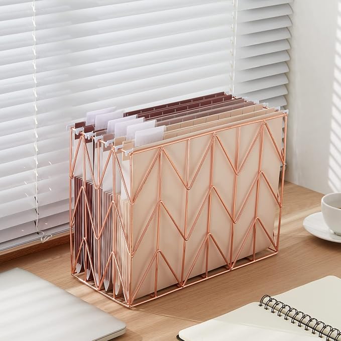 Y YOMA Letter Size - 24 Pack Extra Capacity Hanging File Folders Accordion Decorative File Folder Cute Colored Hanging Folder Organizer for Office Home with 1/5-Cut Adjustable Tabs, Mocha Color
