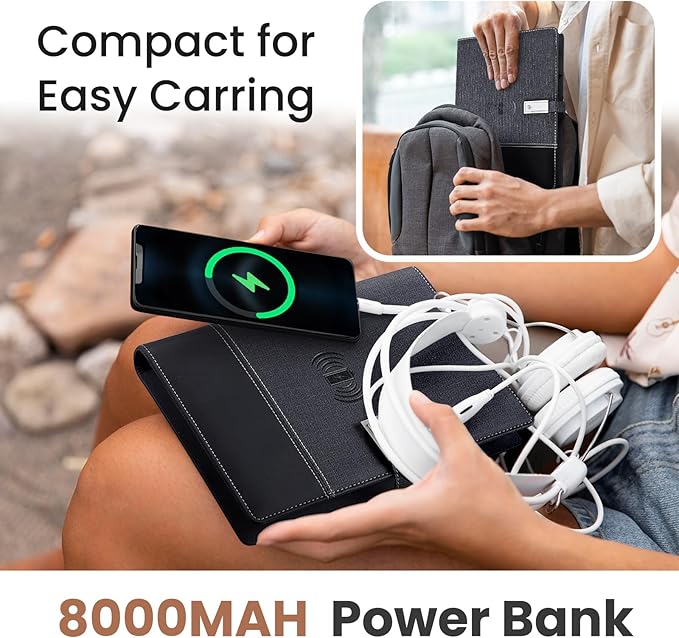 2026 Planner,Personalized Notebook with Power Bank &15W Wireless Charger,Travelers Notebook with Light, Refillable Notebook,Professional Notebook for School.