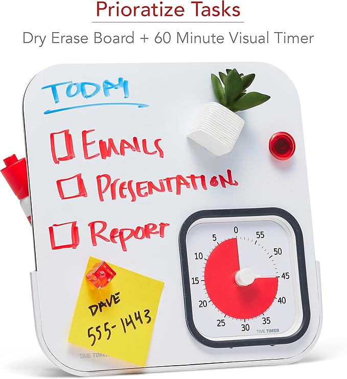 TIME TIMER MOD with Dry Erase Board — 60-Minute Visual Countdown Timer with Magnetic Whiteboard — For Notes, Chores, Classroom and Office Reminders, Visual Schedules, for Kids and Adults (Charcoal)