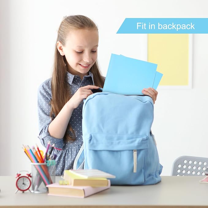 ViVin Sturdy Plastic Folder with Pockets,12 Pack,Heavy Duty Two Pocket 3 Prong Folders,Holds Letter Size Paper,File Folders with Business Card Slot for School Home and Office(Light Blue)
