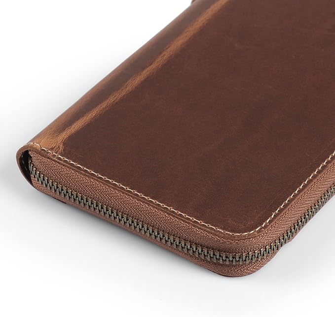 Londo Genuine Leather Padfolio – Portfolio Folder with Pencil Holder, Notepad & Zipper Closure for Business, Office & Travel