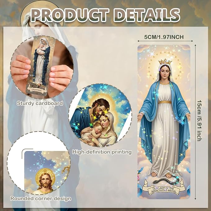 48 Pcs Catholic Bookmarks, Christian Religious Paper Bookmark Bulk for Women Man, Jesus Virgin Mary Angel Bookmark Catholic Gift for Reading Lovers Church Accessories