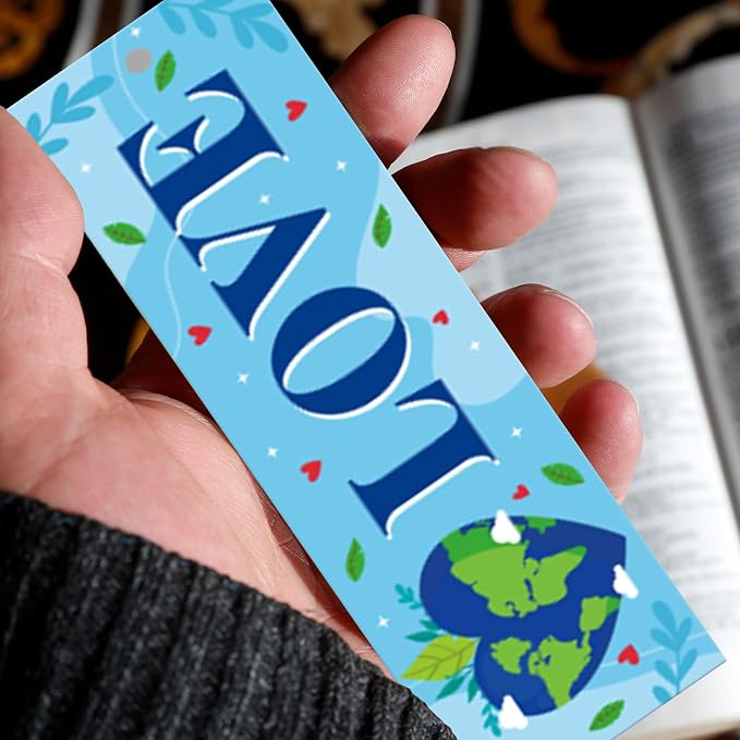 120 Pcs Earth Day Bookmarks, Double Sided Environmental Awareness Earth Day Decorations, Motivational Bookmark Bulk for Classroom School Party Favors Giveaways