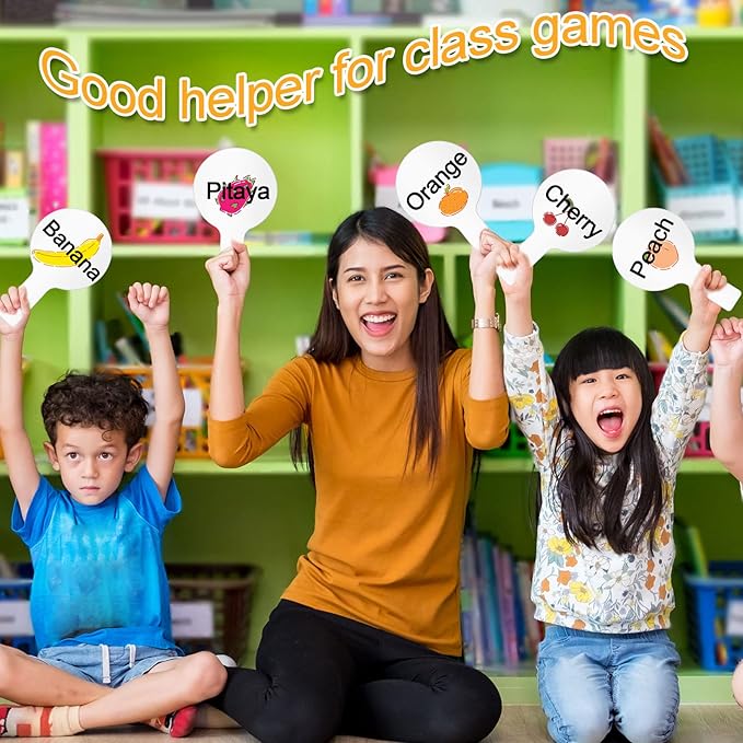 12 Sets 5x9 Inch Answer Dry Erase Paddles and 12 Black Marker Set Handheld Small Dry Erase Board Double Sided Auction Paddles Handheld Whiteboard for Classroom Voting Answering Auction Bidding