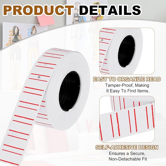 PATIKIL Pricing Labels, 10 Rolls 10000 Price Price Gun Labels Self-Adhesive Rectangular Puzzle Shape Marker Tag Stickers for Date Gun, White-Red