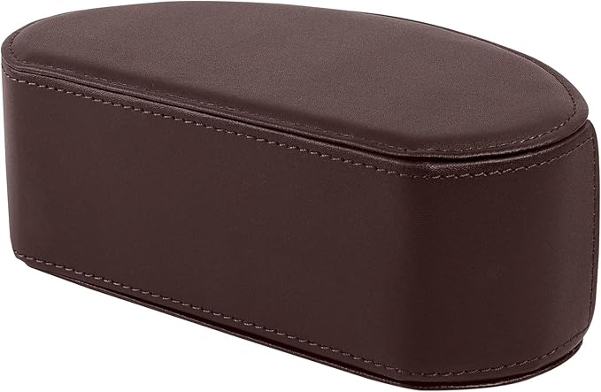 Tv Remote Holder Tray with 5 Compartment,PU Leather Remote Control Holder/Caddy,Placed Media Remote Storage Box/Glasses/Makeup Brush/Office Products/Desktop Organizers Nightstand Decoration (Brown)