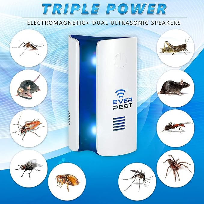 Ultrasonic Pest Repeller Plug in 1 Pack- Electronic and Electromagnetic Insect Control Defender - Roach Bed Bug Mouse Rodent Mosquito Bat Cockroach Fiel 1611