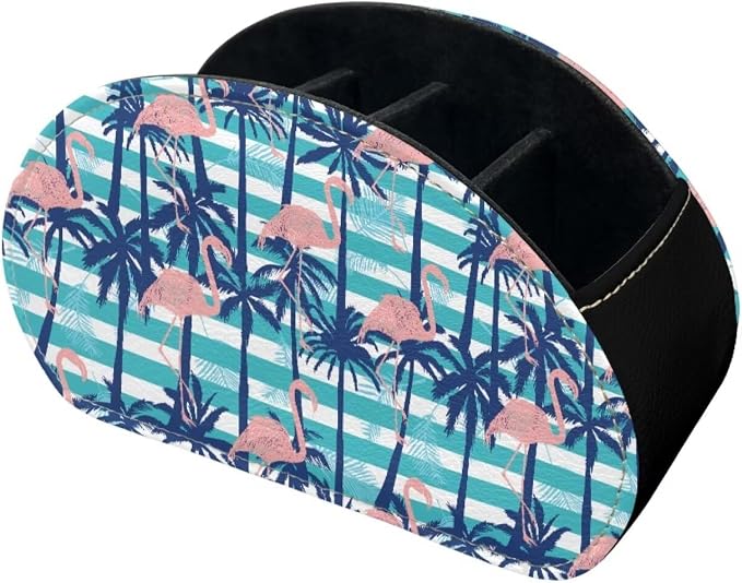 Coconut Flamingo Print TV Remote Control Organizer Desktop Storage for Remote Controls/Controllers/Media Players/Eyeglasses/Cosmetic Brushs/Paint Brushes/Pens Organizer
