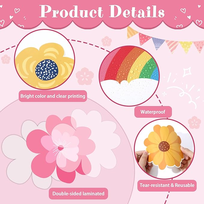 Spring Bulletin Board Decorations Positive Flower Bee Butterfly Paper Cutouts Motivational Grow Through What You Go Through Bulletin Board Set for School Classroom Chalkboard Wall Decoration Favor