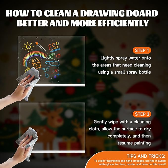 LED Drawing Board 2 Pack, 14x10 Inch Acrylic LED Note Board, Light Up Glow Memo Message Lumiboards, LED Neon Art Magic Pad w/ 7 Markers, Christmas Birthday Gift for Kids Girls Teens