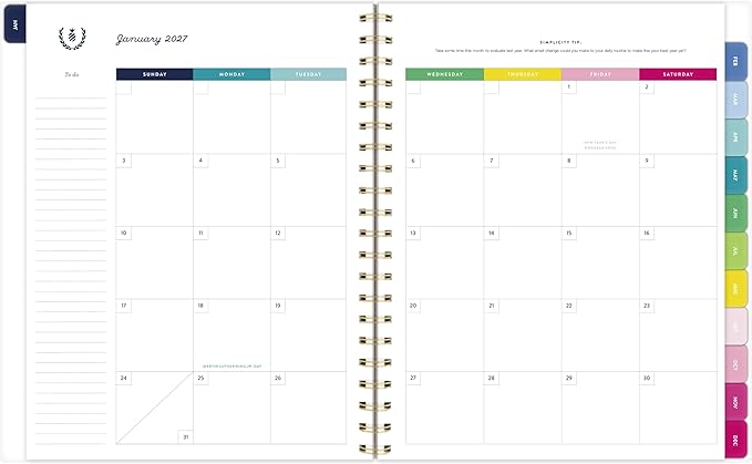 AT-A-GLANCE 2027 Planner, Simplified by Emily Ley, Weekly & Monthly, 8.5" x 11", Happy Stripe (EL57-905-27)