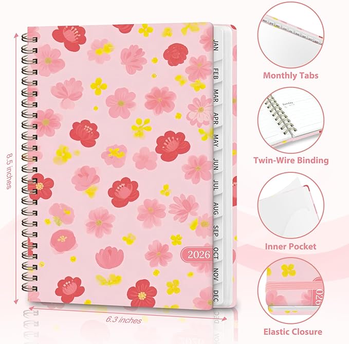 2026 Planner, Weekly and Monthly Calendar Academic Planner, Jan 2026 - Dec 2026, Planning Agenda Book for Desk Accessories and School Supplies - A5 (6.3'' x 8.5'')