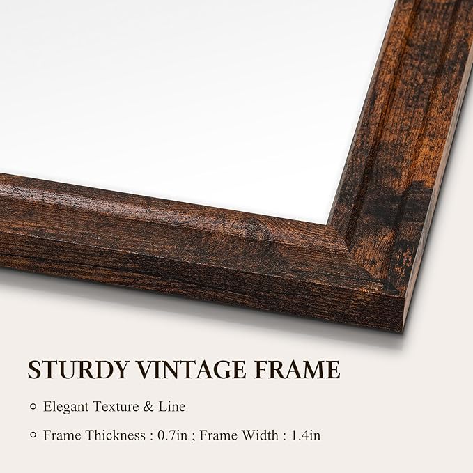 4 THOUGHT Dry Erase Board, 36" x 24" Magnetic Whiteboard Brown Vintage Wood Frame Wall-Mounted White Board Decorative Notice Board School, Office, Home, 8 Magnets 4 Markers 1 Eraser