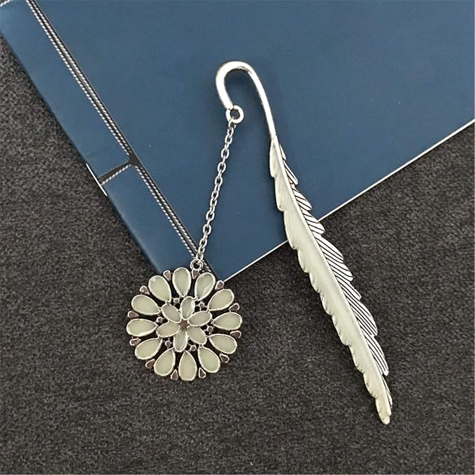 Luminous Bookmark, Retro Glow in The Dark Reading Bookmarks for Women Men Lovers,Book Markers with Pendant Holiday Gifts