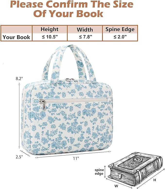 Octsky Bible Cover Case for Women Corduroy Bible Study Supplies Accessories Christian Gifts for Women, Floral Blue
