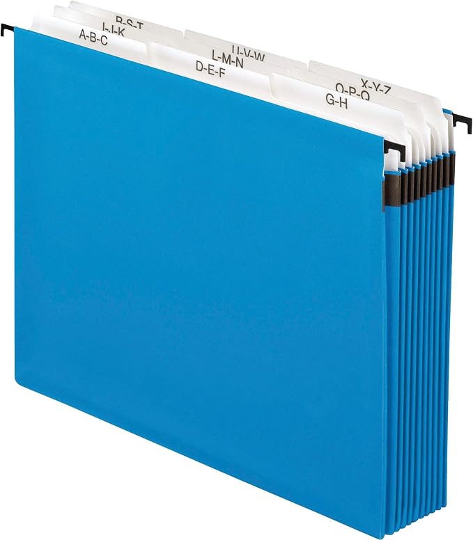 Pendaflex 59225 Nine-Section Hanging Folder, 5 1/4", Tabs and Labels, 1/5 Tab, Letter, Blue